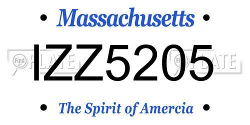 IZZ5205 Massachusetts License Plate
