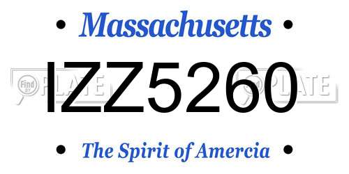 IZZ5260 Massachusetts License Plate