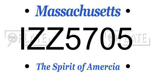 IZZ5705 Massachusetts License Plate