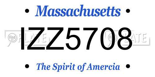 IZZ5708 Massachusetts License Plate