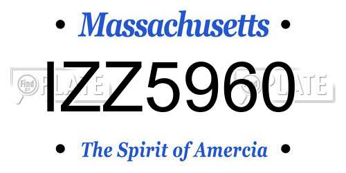 IZZ5960 Massachusetts License Plate