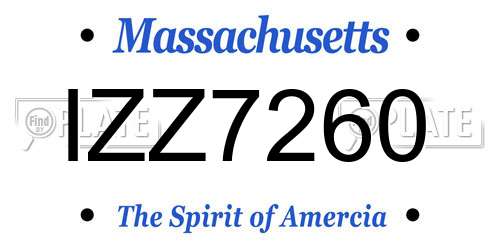 IZZ7260 Massachusetts License Plate
