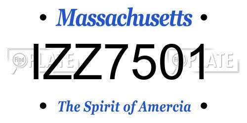 IZZ7501 Massachusetts License Plate