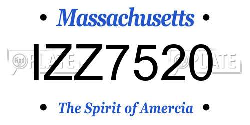IZZ7520 Massachusetts License Plate