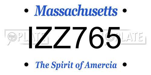 IZZ765 Massachusetts License Plate