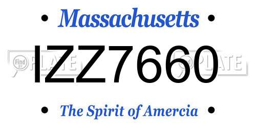 IZZ7660 Massachusetts License Plate