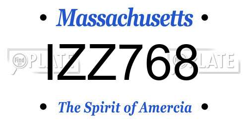 IZZ768 Massachusetts License Plate