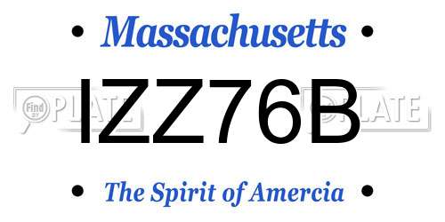 IZZ76B Massachusetts License Plate