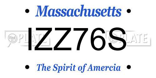 IZZ76S Massachusetts License Plate