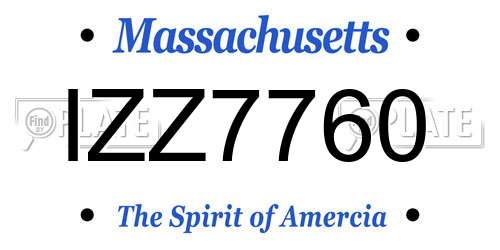 IZZ7760 Massachusetts License Plate