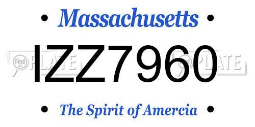 IZZ7960 Massachusetts License Plate