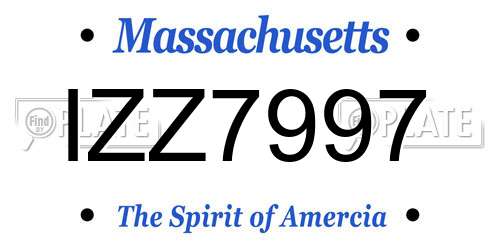 IZZ7997 Massachusetts License Plate