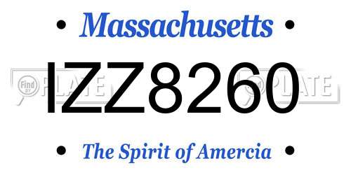 IZZ8260 Massachusetts License Plate