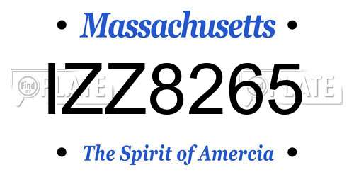 IZZ8265 Massachusetts License Plate