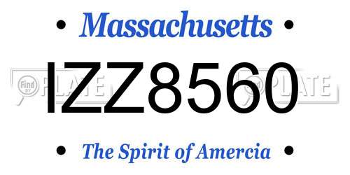 IZZ8560 Massachusetts License Plate
