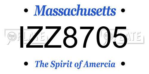 IZZ8705 Massachusetts License Plate