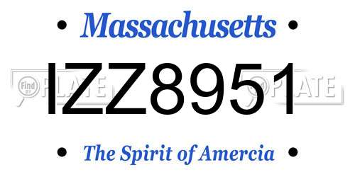 IZZ8951 Massachusetts License Plate