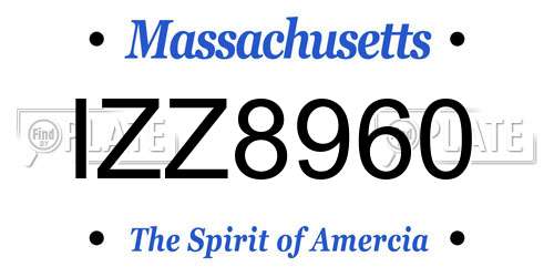 IZZ8960 Massachusetts License Plate