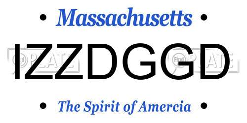 IZZDGGD Massachusetts License Plate