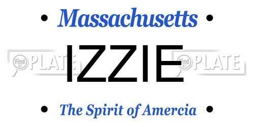 IZZIE Massachusetts License Plate