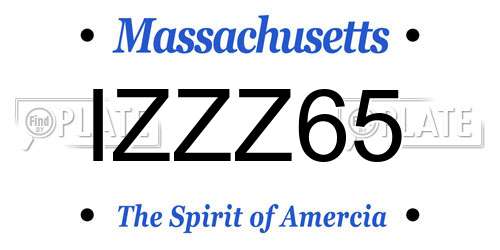 IZZZ65 Massachusetts License Plate