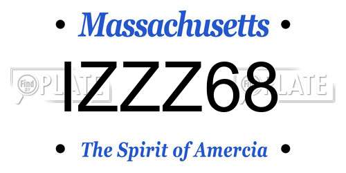 IZZZ68 Massachusetts License Plate