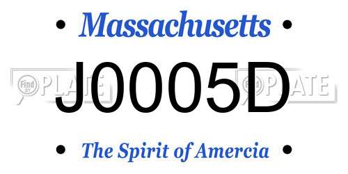 J0005D Massachusetts License Plate