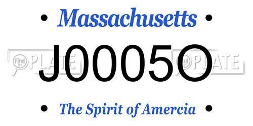 J0005O Massachusetts License Plate