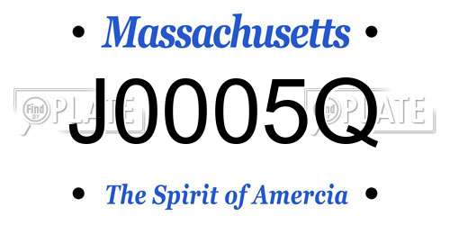 J0005Q Massachusetts License Plate
