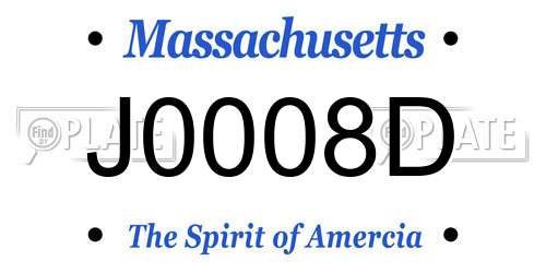 J0008D Massachusetts License Plate