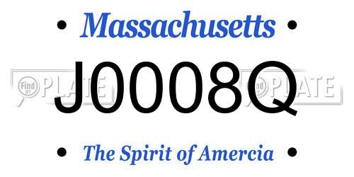J0008Q Massachusetts License Plate