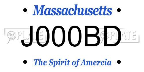 J000BD Massachusetts License Plate