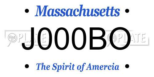 J000BO Massachusetts License Plate