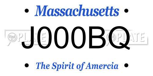 J000BQ Massachusetts License Plate