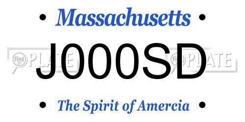 J000SD Massachusetts License Plate