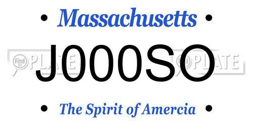 J000SO Massachusetts License Plate