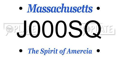 J000SQ Massachusetts License Plate