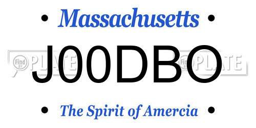 J00DBO Massachusetts License Plate