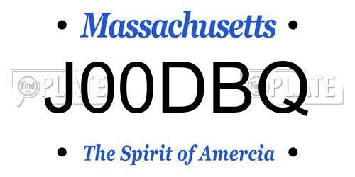 J00DBQ Massachusetts License Plate