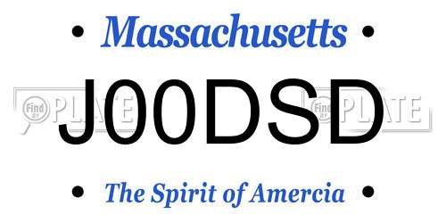 J00DSD Massachusetts License Plate