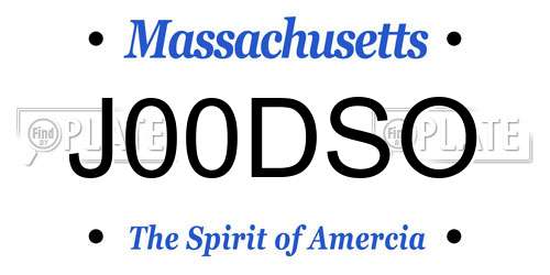 J00DSO Massachusetts License Plate
