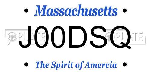 J00DSQ Massachusetts License Plate