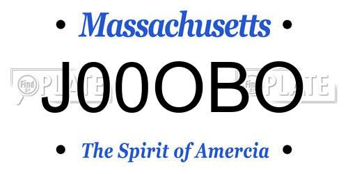 J00OBO Massachusetts License Plate