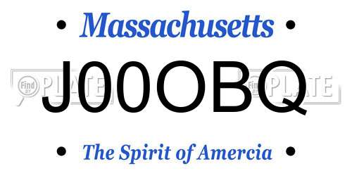 J00OBQ Massachusetts License Plate