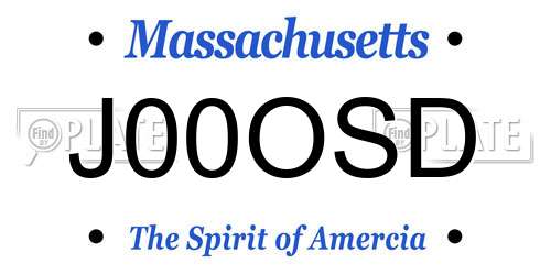 J00OSD Massachusetts License Plate