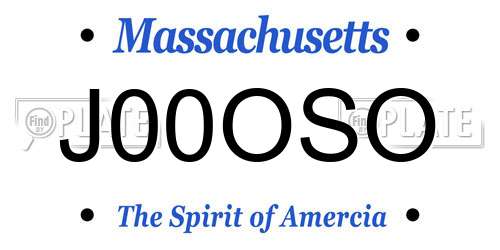 J00OSO Massachusetts License Plate