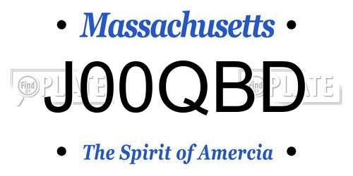 J00QBD Massachusetts License Plate