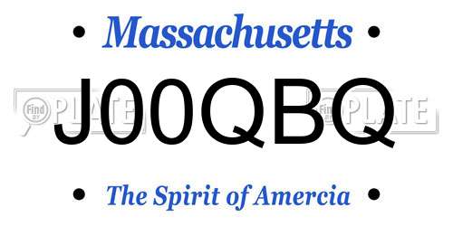 J00QBQ Massachusetts License Plate