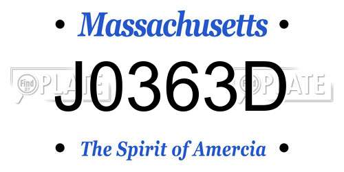J0363D Massachusetts License Plate