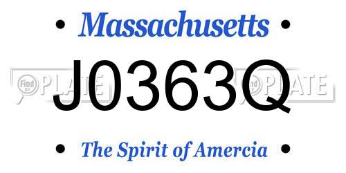 J0363Q Massachusetts License Plate